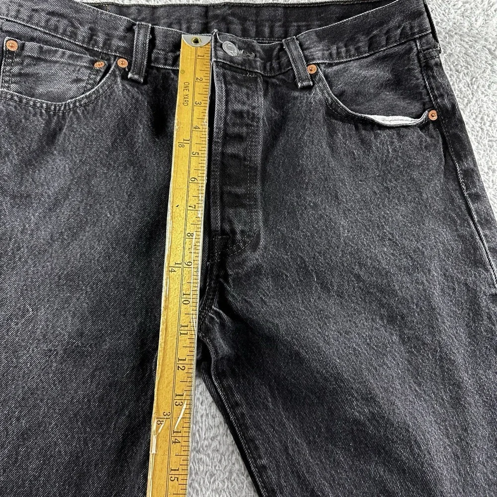 Levi 501 Jeans Mens 36x34 (33x29) Black Button Fly Classic‎ Straight Fade